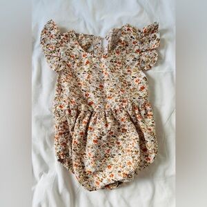 Floral Summer Baby Girl Playsuit Ruffle Short Sleeve Romper One-piece Rustic